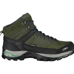 CMP Fodtøj|Vandrestøvler-Rigel Mid Trekking Herrestøvler 01FG Torba / SalviaVægt: 630 gram (Str. 46)CMP Rigel Mid støvlen er en vandtæt støvle med kontrastfarvede detaljer på sømme som giver en smart og iøjnefaldende stil. Derudover giver støvlen også optimal stabilitet, da den sidder tæt og behageligt ved anklen. Denne støvle er CMP's  mest populære trekkingstøvle.En støvle med mange gode detaljer, bl.a.: - Ruskindslæder på ydersiden (1,4mm) - Clima Protect gør skoen vandtæt og åndbar så du kan komme af med overskudsvarmen, så fødderne holder sig tørre.   - Hælkappe og tåkappe beskyttelse - CMP Fullon Grip sikrer at støvlen er funktionel og stabil i ujævnt terræn - EVA + TPU mellemsål - Mesh linning i 100%  polyester- Ortholite Foam på indersiden - Udtagelig indlægssål - Støvlen er særlig brugbar når man skal vandre og kan derudover også benyttes som vinterstøvle Detaljer