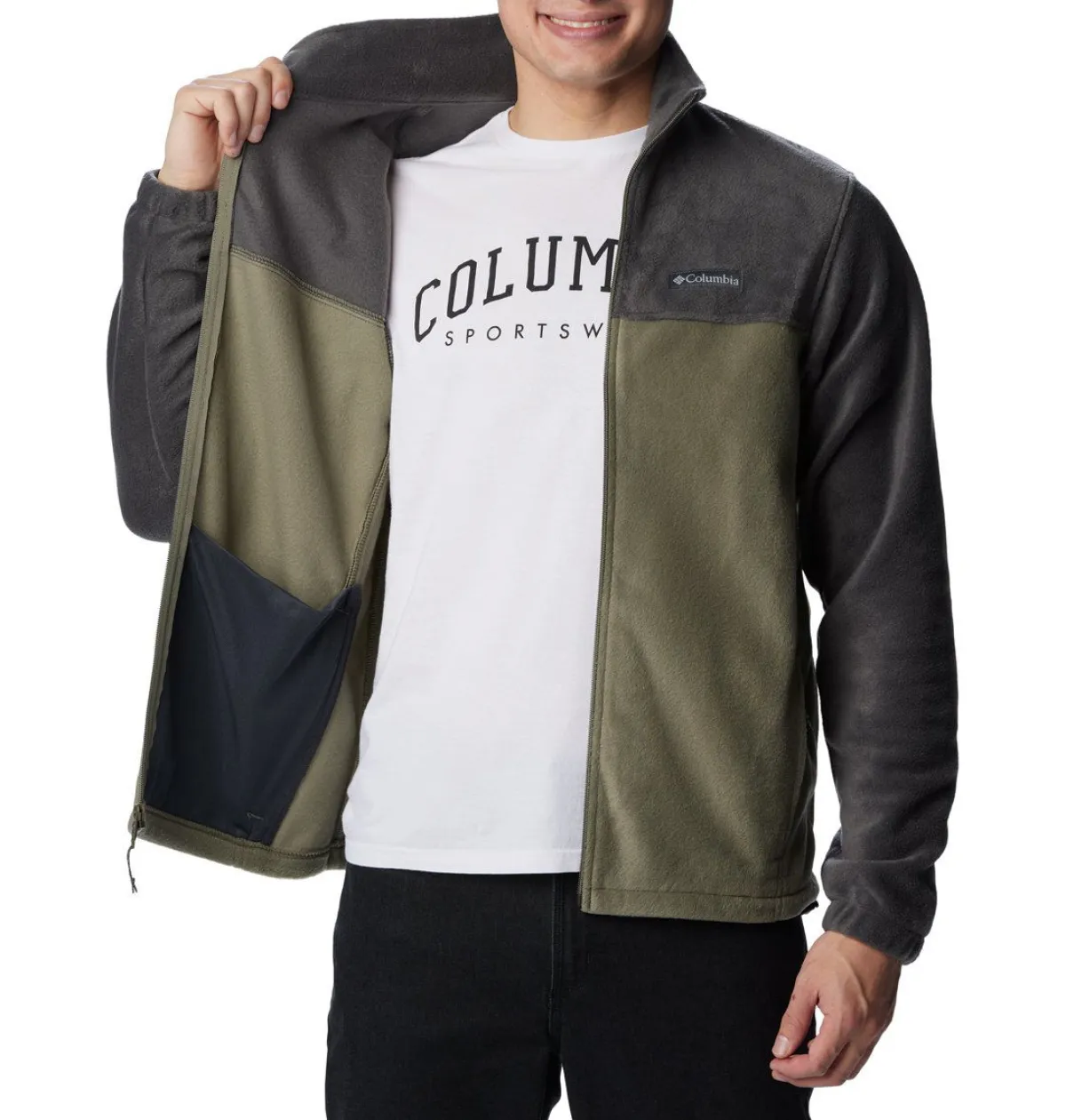 Columbia Beklædning|Outdoortøj-Steens Mountain Full Zip 2.0 Fleecejakke Herre Shark / Stone Green