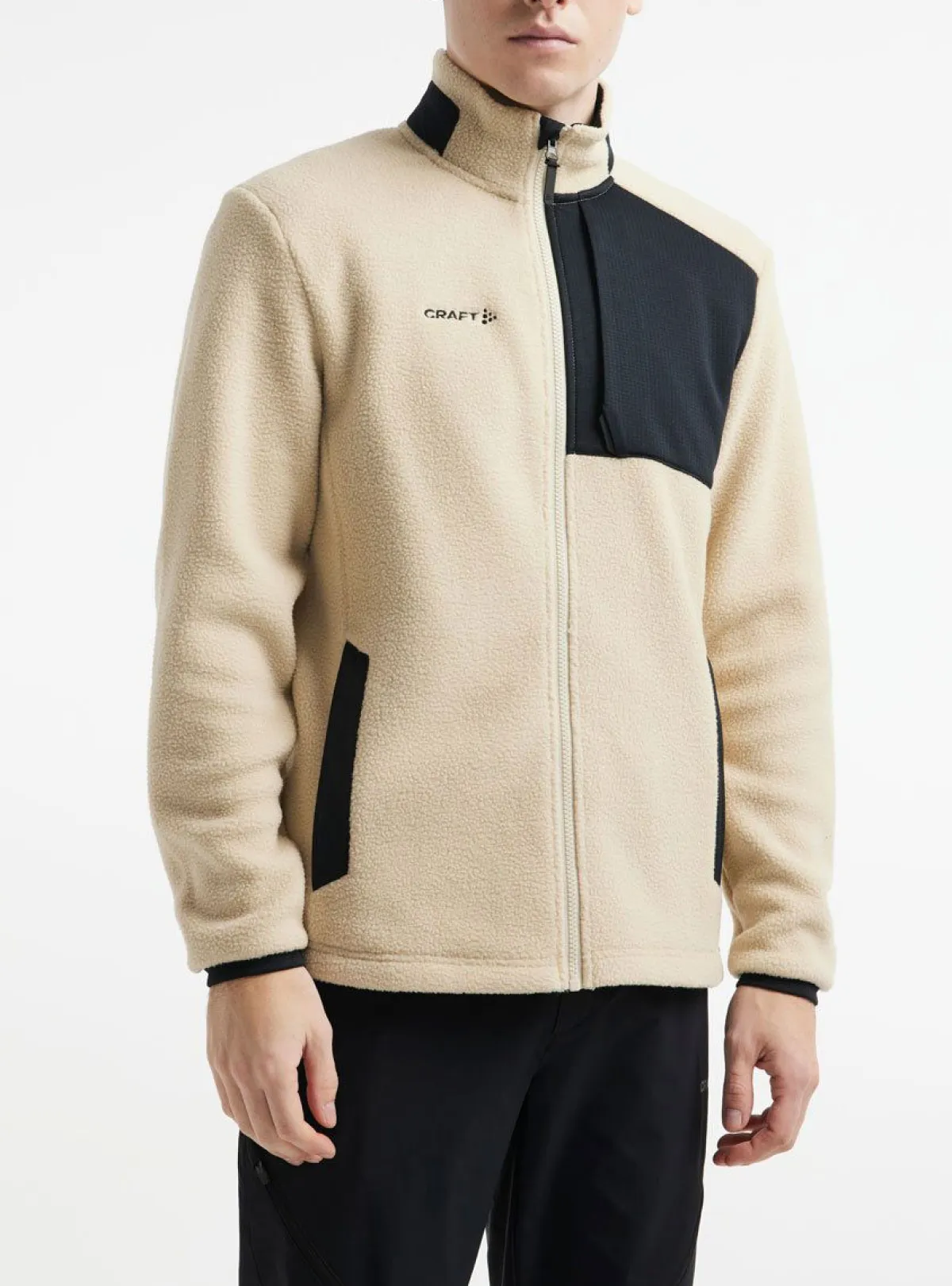 Craft Outdoortøj|Beklædning-Adv Explore Pile Fleecejakke Herre Ecru / Black