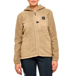 Haglöfs Beklædning|Outdoortøj-Malung Pile Hood Fleecetrøje Dame, sand