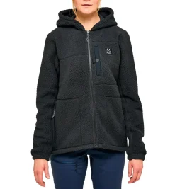 Haglöfs Outdoortøj|Beklædning-Malung Pile Hood Fleecetrøje Dame, Sort