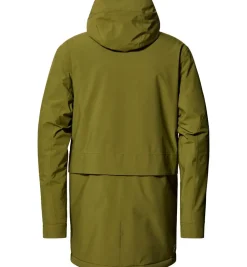 Haglöfs Vintertøj|Vintertøj-Salix Proof Mimic Parka Herre Oliven grønVægt: 954 gramMateriale: 100% genanvendt PROOF™ (Bluesign® -godkendt)Haglöfs Salix Proof Mimic Parka er en funktionel og bæredygtig vinterjakke, designet til at modstå selv de koldeste og mest våde vejrforhold. Parkaen er fremstillet med Haglöfs' PROOF™-teknologi, som gør jakken fuldt vandtæt og åndbar, så du kan forblive tør og komfortabel hele dagen.Jakken er foret med Mimic-materiale, der imiterer dun og giver en varm, letvægtsisolering – perfekt til kolde vinterdage. Den justerbare hætte, de praktiske lommer og de forstærkede skuldre giver ekstra funktionalitet og holdbarhed. Med et klassisk, stilfuldt design og bæredygtige materialer er Salix Proof Mimic Parka det ideelle valg til både byliv og friluftsliv, for dem der søger komfort og beskyttelse uden at gå på kompromis med miljøet.Detaljer:- 2 lags PROOF™ membran (Vind- og vandtæt)- Vandtæthed: vandsøjleværdi 10.000 mm- Åndbarhed: 10.000 g/m2/24 timer- Isoleret med Mimic SILVER pladeisolering - 2 forlommer og 1 indvendig lomme- Justerbar hætte- Justerbare ærmekanter- Reflekslogo ved lænden Detaljer