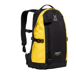 Haglöfs Rygsække|Tasker Og Rygsække-Tight Medium Rygsæk, True Black / Bright Yellow True Black / Bright YellowVolume: ca. 20 literMål: (højde x dybde x bredde): 50x23x29 cmVægt: ca. 525 gDen populære Tight rygsæk fra Haglöfs er tilbage i en opdateret version. Haglöfs kombinerer genanvendte materialer med et markant, ikonisk design.De dråbeformede for- og sidepaneler sikrer et lavt tyngdepunkt, hvilket gør den anvendelig til alle former for aktiviteter. Som navnet Tight hentyder – sidder den helt tæt om din ryg takket være de formede stropper og det ergonomisk formede rygpanel. Udstyret med ekstra bærepunkter, smarte funktioner og justeringsmuligheder.Masser af anvendelsesmuligheder: Udviklet som outdor dagstursrygsæk, rigtig fin til hverdagsbrug og populær til studie- og skolebrug.Specifikationer:- 100 % genanvendt hovedbestanddel, vejrbestandigt og meget holdbart stof- Dråbeformet forside og sidepaneler for et lavt tyngdepunkt- Anatomisk formede skulderremme- En inderlomme med lynlås- En lynlåslomme med let adgang foran- Aftageligt isøksefæste- Reflekslogoer sikrer, at du kan ses- Kompressionsremme i siden for at sikre indholdet- Justerbart hoftebælte, aftageligt- Justerbar brystrem, der giver bedre komfort, når du går- Håndtag i toppen, der er let at gribe fat i- Nøgleholder- Overfladerne er imprægneret med DWR uden fluorocarbon: hjælper med at holde vand og smuds borteDetaljer