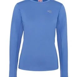 Kari traa Træningstøj|Træningstøj-Myrblå Langærmet Trænings-T-Shirt Dame
