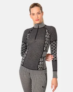 Kari traa Skitøj|Vintertøj-Smekker Half-Zip Skiundertrøje Dame, black Rouge