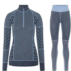 Kari traa Vintertøj|Skitøj-Smekker H/Z Merinould Skiundertøjssæt Dame, iris  Iris