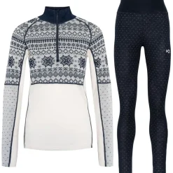 Kari traa Vintertøj|Skitøj-Vilma H/Z Merinould Skiundertøjssæt Dame, nwhite  Nwhite / Royal