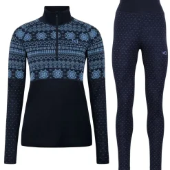 Kari traa Skitøj|Vintertøj-Vilma H/Z Merinould Skiundertøjssæt Dame, sea  Sea