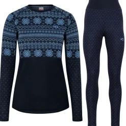 Kari traa Vintertøj|Skitøj-Vilma Merinould Skiundertøjssæt Dame, sea  Sea