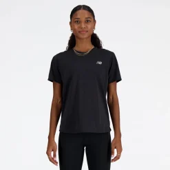 New Balance Træningstøj|Løbetøj-Athletics Løbe T-Shirt Dame  Black Heather
