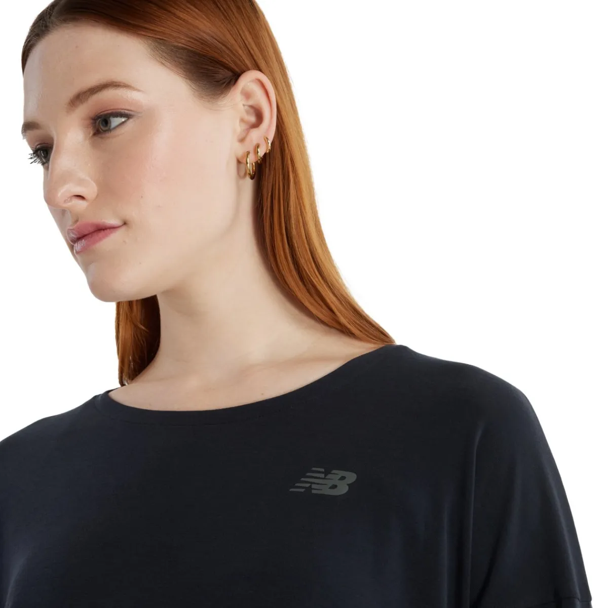New Balance Løbetøj|Træningstøj-Drapey Jersey Long Sleeve T-Shirt Dame Black