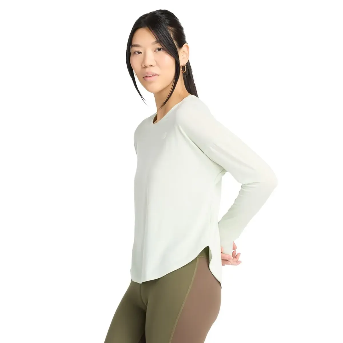 New Balance Løbetøj|Træningstøj-Drapey Jersey Long Sleeve T-Shirt Dame Natural Mint