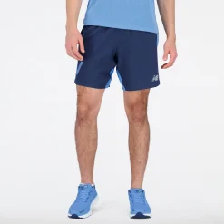 New Balance Løbetøj|Træningstøj-Graphic Impact Run 7-Inch Shorts Herre  Navy Multi