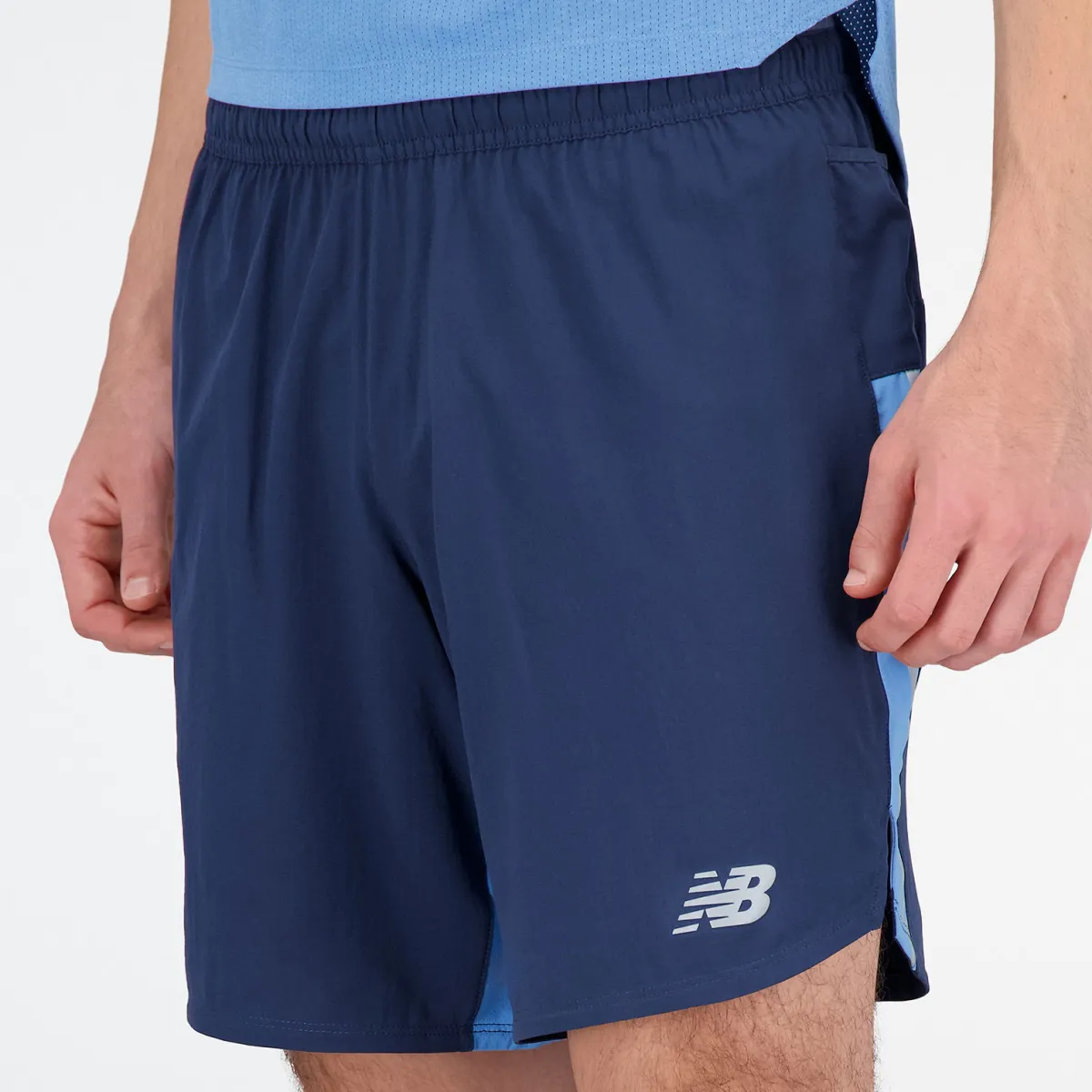 New Balance Løbetøj|Træningstøj-Graphic Impact Run 7-Inch Shorts Herre Navy Multi