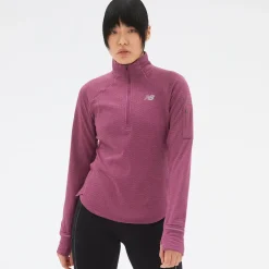 New Balance Løbetøj|Outdoortøj-Heat Grid Half Zip Dame, raisin heather  Raisin heatherMateriale: