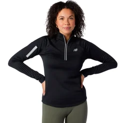 New Balance Løbetøj|Løbetøj-Heat Grid Half Zip Løbetrøje Dame  Black