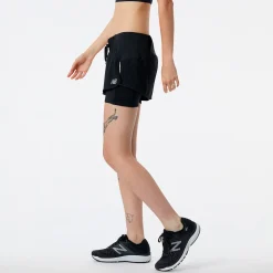 New Balance Løbetøj|Træningstøj-Impact Run 2 in1 Short Dame  Black