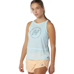 New Balance Løbetøj|Træningstøj-Printed Impact Run Hybrid Tank Top Dame  Pale Blue