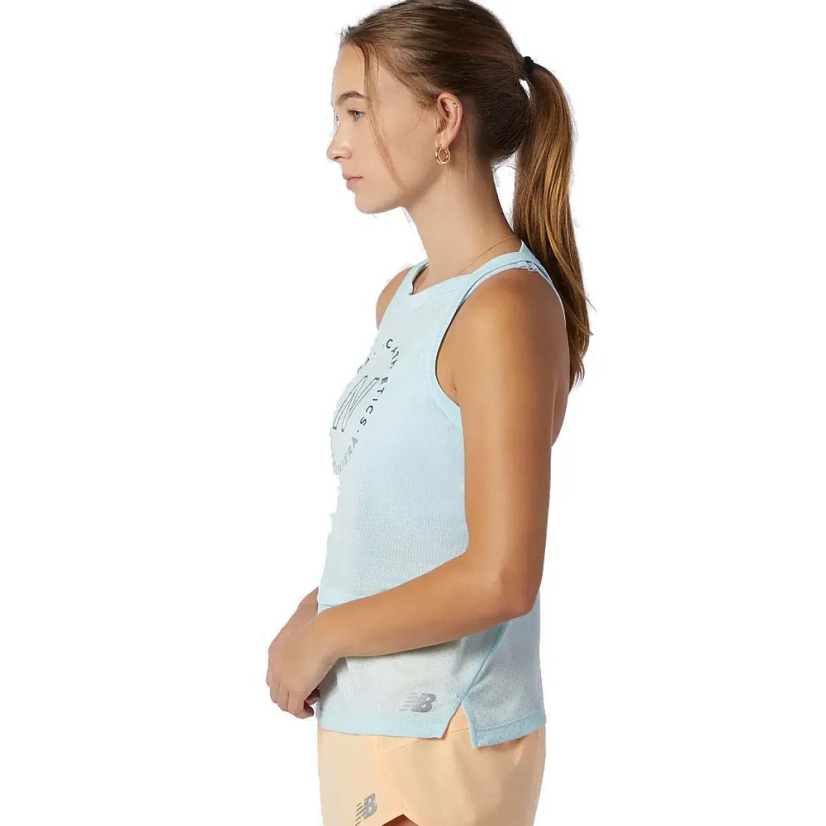 New Balance Løbetøj|Træningstøj-Printed Impact Run Hybrid Tank Top Dame Pale Blue
