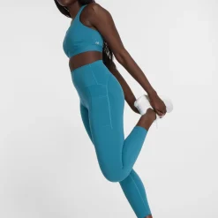 New Balance Træningstøj|Træningstøj-Sleek Medium Support Pocket Sports BH  Petroleum Blue