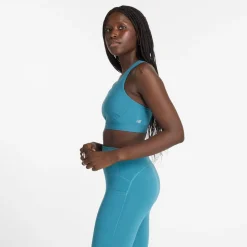 New Balance Træningstøj|Træningstøj-Sleek Medium Support Pocket Sports BH  Petroleum Blue