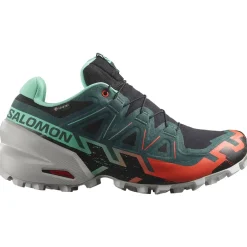 Salomon Fodtøj|Løbesko-Speedcross 6 Gore-Tex Damesko  Black / Electric Green / Cherry Tomato