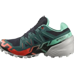Salomon Fodtøj|Løbesko-Speedcross 6 Gore-Tex Damesko  Black / Electric Green / Cherry Tomato