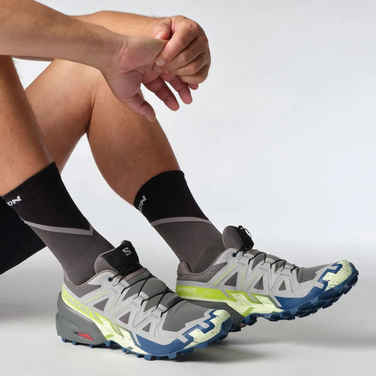 Salomon Fodtøj|Løbesko-Speedcross 6 Herresko Castlerock / Lime Cream / Poseidon