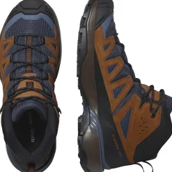 Salomon Vandrestøvler|Fodtøj-X Ultra 360 Leather Mid Gore-Tex Herrestøvle  Blue Nights / Caramel Cafe / Grisaille