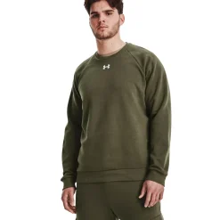 Under Armour Træningstøj|Træningstøj-Rival Fleece Crew Herre  390 Marine OD Green / White
