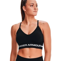 Under Armour Træningstøj|Træningstøj-Seamless Low Long Sports BH  Black / Halo Grey